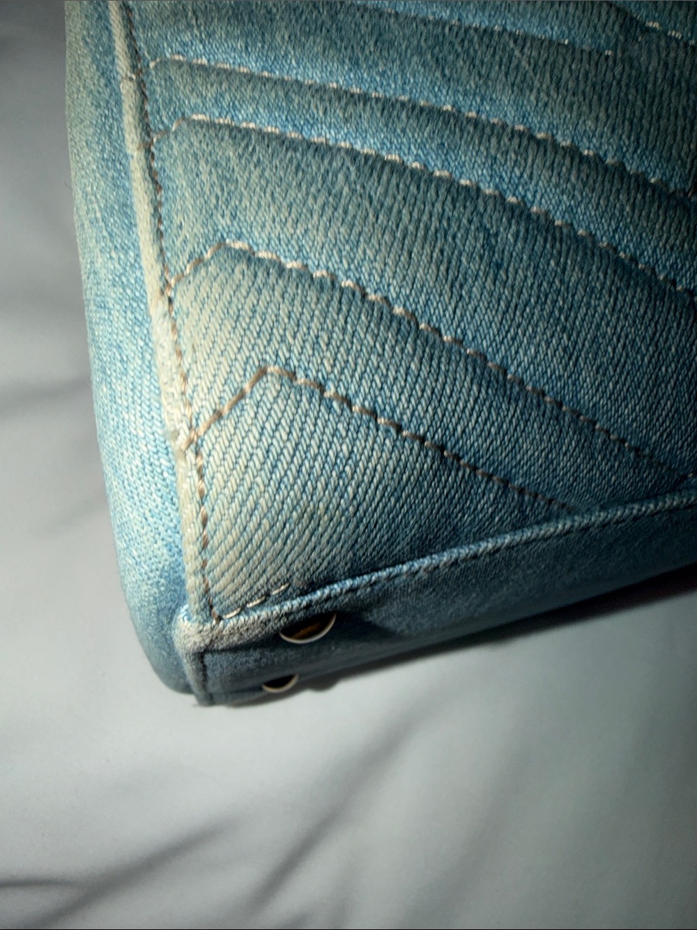 Gucci Small GG Marmont Matelassé Denim Pearl Tote Bag - Picture 8 of 16